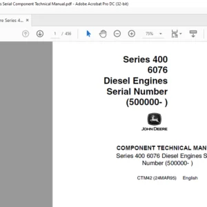 Technical Manual for John Deere 400 Series 6076 Diesel Engines PDF