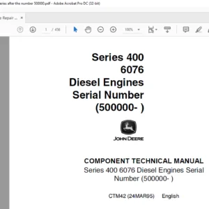 John Deere Series 400 6076 Diesel Engines Technical Manual Sn 500000 - PDF DOWNLOAD