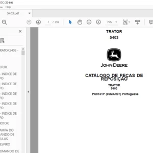 John Deere TRATOR 5403 CATÁLOGO DE PEÇAS DE REPOSIÇÃO - PDF DOWNLOAD (Portuguese)
