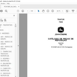 John Deere TRATOR 7505 CATÁLOGO DE PEÇAS DE REPOSIÇÃO - PDF DOWNLOAD(Portuguese)