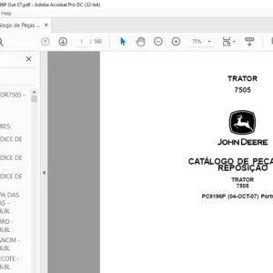 John Deere TRATOR 7505 CATÁLOGO DE PEÇAS DE REPOSIÇÃO - PDF DOWNLOAD (Portuguese)