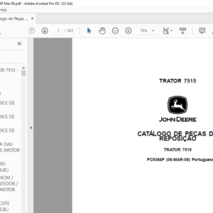 John Deere TRATOR 7515 CATÁLOGO DE PEÇAS DE REPOSIÇÃO - PDF DOWNLOAD (Portuguese)