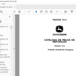 John Deere TRATOR 7515 CATÁLOGO DE PEÇAS DE REPOSIÇÃO - PDF DOWNLOAD (Portuguese)