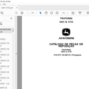 John Deere TRATORES 5605 E 5705 CATÁLOGO DE PEÇAS DE REPOSIÇÃO - PDF DOWNLOAD (Portuguese)