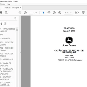 John Deere TRATORES 5605 E 5705 CATÁLOGO DE PEÇAS DE REPOSIÇÃO - PDF DOWNLOAD (Portuguese)