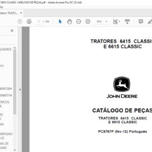 John Deere TRATORES 6415 CLASSIC E 6615 CLASSIC CATÁLOGO DE PEÇAS - PDF DOWNLOAD