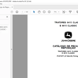 John Deere TRATORES 6415 CLASSIC E 6615 CLASSIC CATÁLOGO DE PEÇAS DE REPOSIÇÃO - PDF DOWNLOAD (Portuguese)