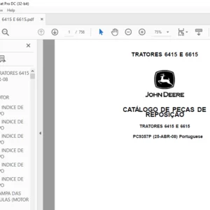 John Deere TRATORES 6415 E 6615 CATÁLOGO DE PEÇAS DE REPOSIÇÃO - PDF DOWNLOAD (Portuguese)