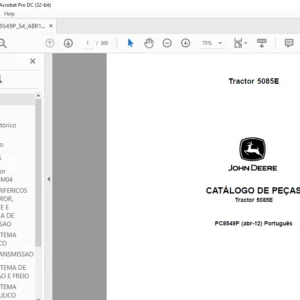 John Deere Tractor 5085E CATÁLOGO DE PEÇAS - PDF DOWNLOAD (Português)