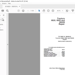 John Deere Tractors 6820 6920 & 6920S Repair Manual - PDF DOWNLOAD