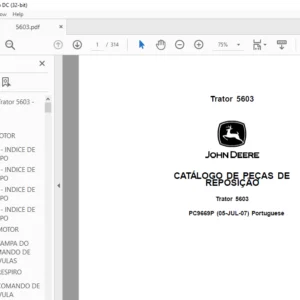 John Deere Trator 5603 CATÁLOGO DE PEÇAS DE REPOSIÇÃO - PDF DOWNLOAD (Portuguese)