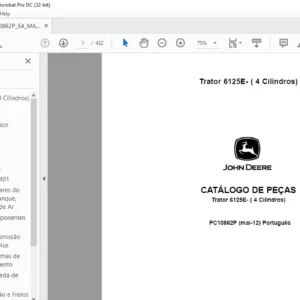 John Deere Trator 6125E CATÁLOGO DE PEÇAS - PDF DOWNLOAD (Português)