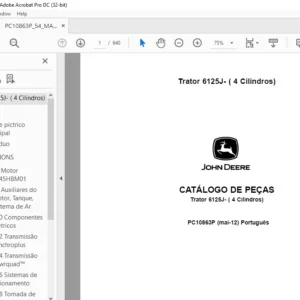 John Deere Trator 6125J CATÁLOGO DE PEÇAS - PDF DOWNLOAD (Português)