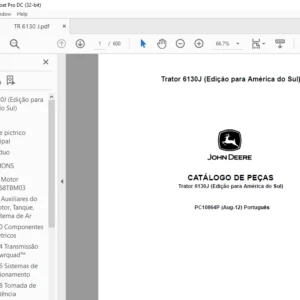John Deere Trator 6130J CATÁLOGO DE PEÇAS - PDF DOWNLOAD (Português)