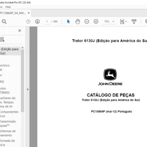 John Deere Trator 6130J CATÁLOGO DE PEÇAS - PDF DOWNLOAD (Português)