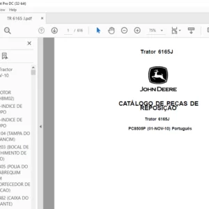 John Deere Trator 6165J CATÁLOGO DE PEÇAS DE REPOSIÇÃO - PDF DOWNLOAD (Português)