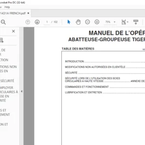 TIGERCAT 822 ABATTEUSE-GROUPEUSE MANUEL DE L’OPÉRATEUR - PDF DOWNLOAD (French)