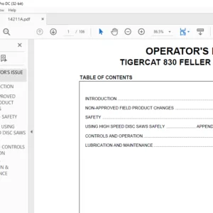 TIGERCAT 830 FELLER BUNCHER OPERATOR'S MANUAL - PDF DOWNLOAD