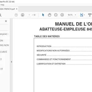 TIGERCAT 845B BATTEUSE-EMPILEUSE MANUEL DE L'OPÉRATEUR - PDF DOWNLOAD (French)