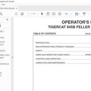 TIGERCAT 845B FELLER BUNCHER OPERATOR'S MANUAL - PDF DOWNLOAD