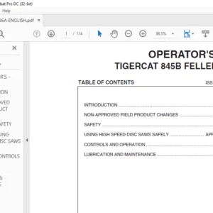 TIGERCAT 845B FELLER BUNCHER OPERATOR'S MANUAL - PDF DOWNLOAD
