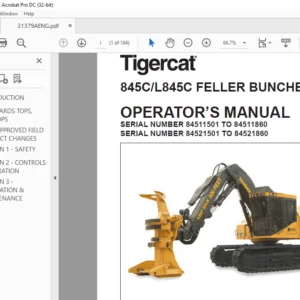 TIGERCAT 845C L845C FELLER BUNCHER OPERATOR’S MANUAL - PDF DOWNLOAD