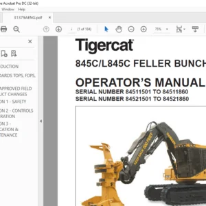 TIGERCAT 845C L845C FELLER BUNCHER OPERATOR’S MANUAL - PDF DOWNLOAD