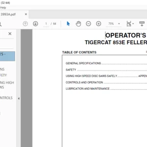 TIGERCAT 853E FELLER BUNCHER OPERATOR'S MANUAL - PDF DOWNLOAD