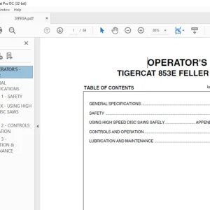 TIGERCAT 853E FELLER BUNCHER OPERATOR'S MANUAL - PDF DOWNLOAD