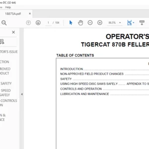 TIGERCAT 870B FELLER BUNCHER OPERATOR'S MANUAL - PDF DOWNLOAD