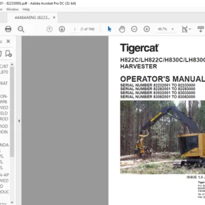 TIGERCAT H822C LH822C H830C LH830C HARVESTER HARVESTER OPERATOR'S MANUAL - PDF DOWNLOAD