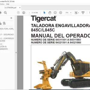 TIGERCAT TALADORA ENGAVILLADORA 845C L845C MANUAL DEL OPERADOR - PDF DOWNLOAD (Spanish)