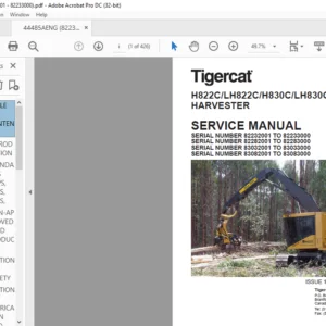 TIGERCAT ХH822C LH822C H830C LH830C HARVESTER Service Manual - PDF DOWNLOAD