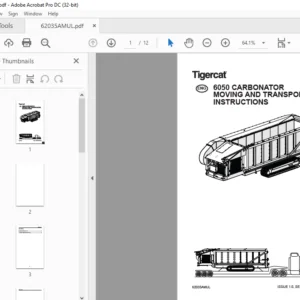 Tigercat 6050 CARBONATOR MOVING & TRANSPORTING INSTRUCTIONS Manual - PDF DOWNLOAD