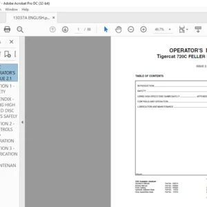 Tigercat 720C FELLER BUNCHER OPERATOR'S MANUAL - PDF DOWNLOAD