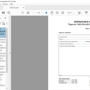 Tigercat 720D FELLER BUNCHER Operator's Manual - PDF DOWNLOAD