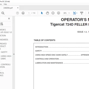 Tigercat 724D FELLER BUNCHER Operator's Manual - PDF DOWNLOAD