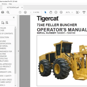 Tigercat 724E FELLER BUNCHER OPERATOR'S MANUAL SN 7243001–7243100 - PDF DOWNLOAD