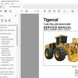 Tigercat 724E FELLER BUNCHER SERVICE MANUAL SN 7243001–7243100 - PDF DOWNLOAD