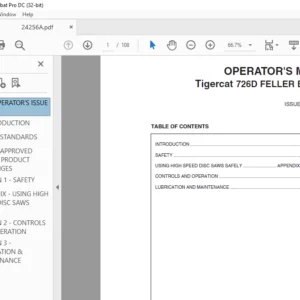 Tigercat 726D FELLER BUNCHER OPERATOR'S MANUAL - PDF DOWNLOAD