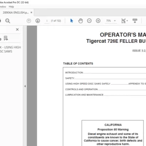 Tigercat 726E FELLER BUNCHER OPERATOR'S MANUAL - PDF DOWNLOAD