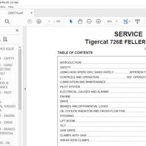 Tigercat 726E FELLER BUNCHER SERVICE MANUAL - PDF DOWNLOAD
