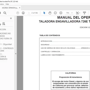 Tigercat 726E TALADORA ENGAVILLADORA MANUAL DEL OPERADOR - PDF DOWNLOAD (Spanish)