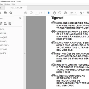 Tigercat 800D & 800E SERIES TRACK MACHINE VEHICLE MOVING & TRANSPORTING INSTRUCTIONS MANUAL - PDF DOWNLOAD