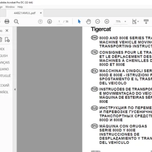 Tigercat 800D & 800E SERIES TRACK MACHINE VEHICLE MOVING & TRANSPORTING INSTRUCTIONS MANUAL
