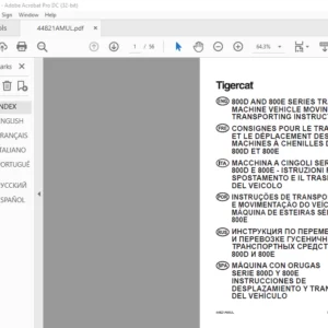 Tigercat 800D AND 800E SERIES TRACK MACHINE VEHICLE MOVING AND TRANSPORTING INSTRUCTIONS Manual EN_FR_IT_POR_RU