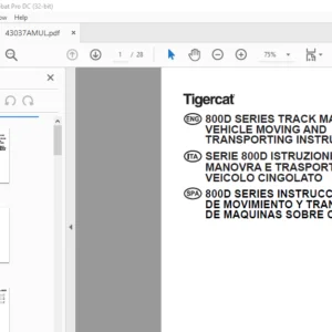 Tigercat 800D SERIES TRACK MACHINE VEHICLE MOVING AND TRANSPORTING INSTRUCTIONS Manual - PDF DOWNLOAD