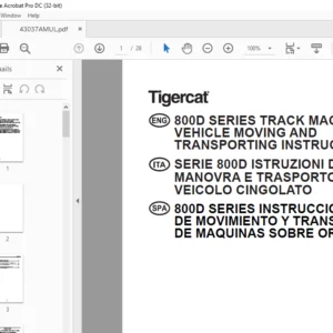 Tigercat 800D SERIES TRACK MACHINE VEHICLE MOVING & TRANSPORTING INSTRUCTIONS MANUAL - PDF DOWNLOAD