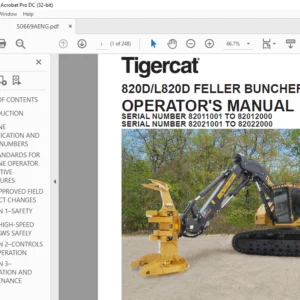 Tigercat 820D L820D FELLER BUNCHER OPERATOR'S MANUAL - PDF DOWNLOAD