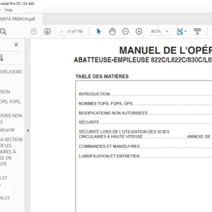 Tigercat 822C L822C 830C L830C ABATTEUSE-EMPILEUSE MANUEL DE L'OPÉRATEUR - PDF DOWNLOAD (French)